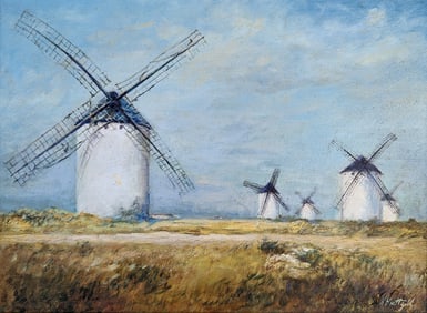 KAETHE HOELTZELL (1925-2013) Landscape with Windmills