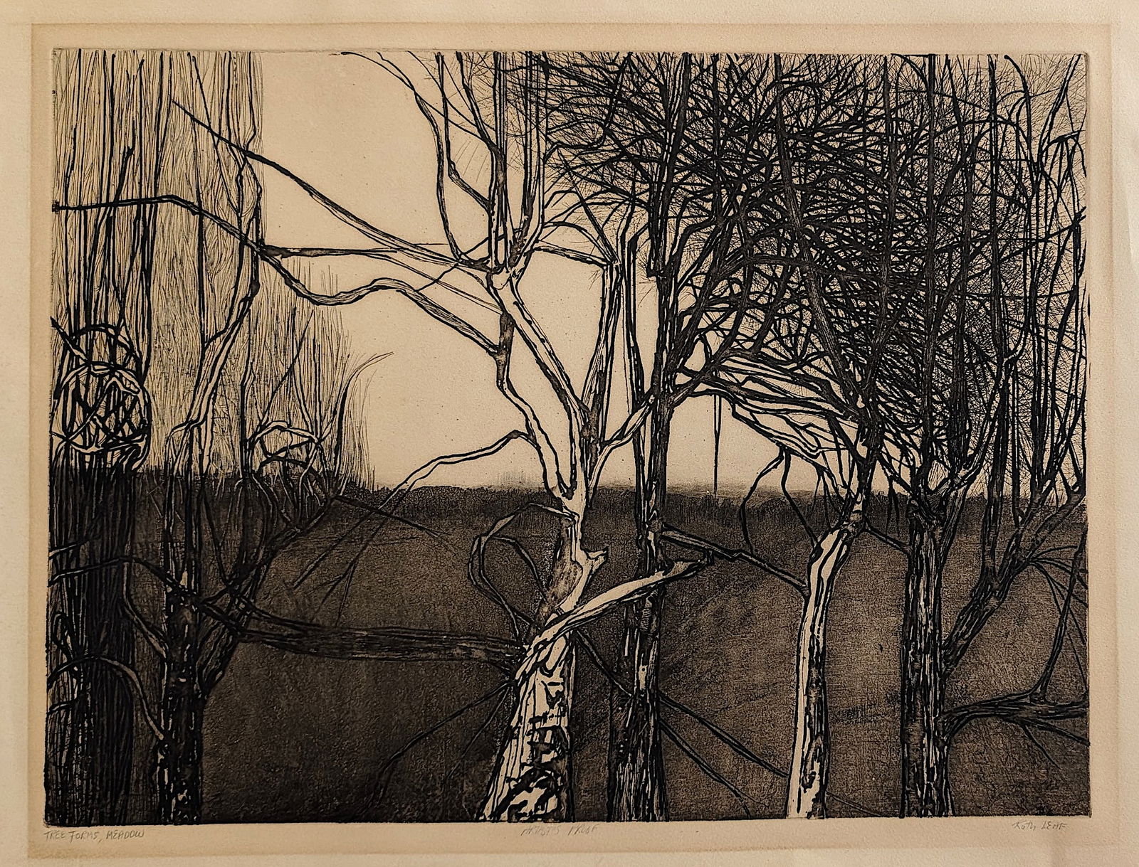 RUTH LEAF Vintage Woodcut Signed - Tree Forms, Meadow (1 of 4)