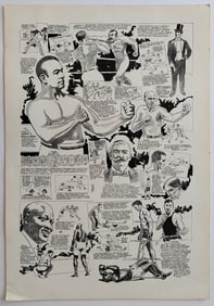 Vintage 1950s History of Heavyweight Boxing, Collage of Caricatures