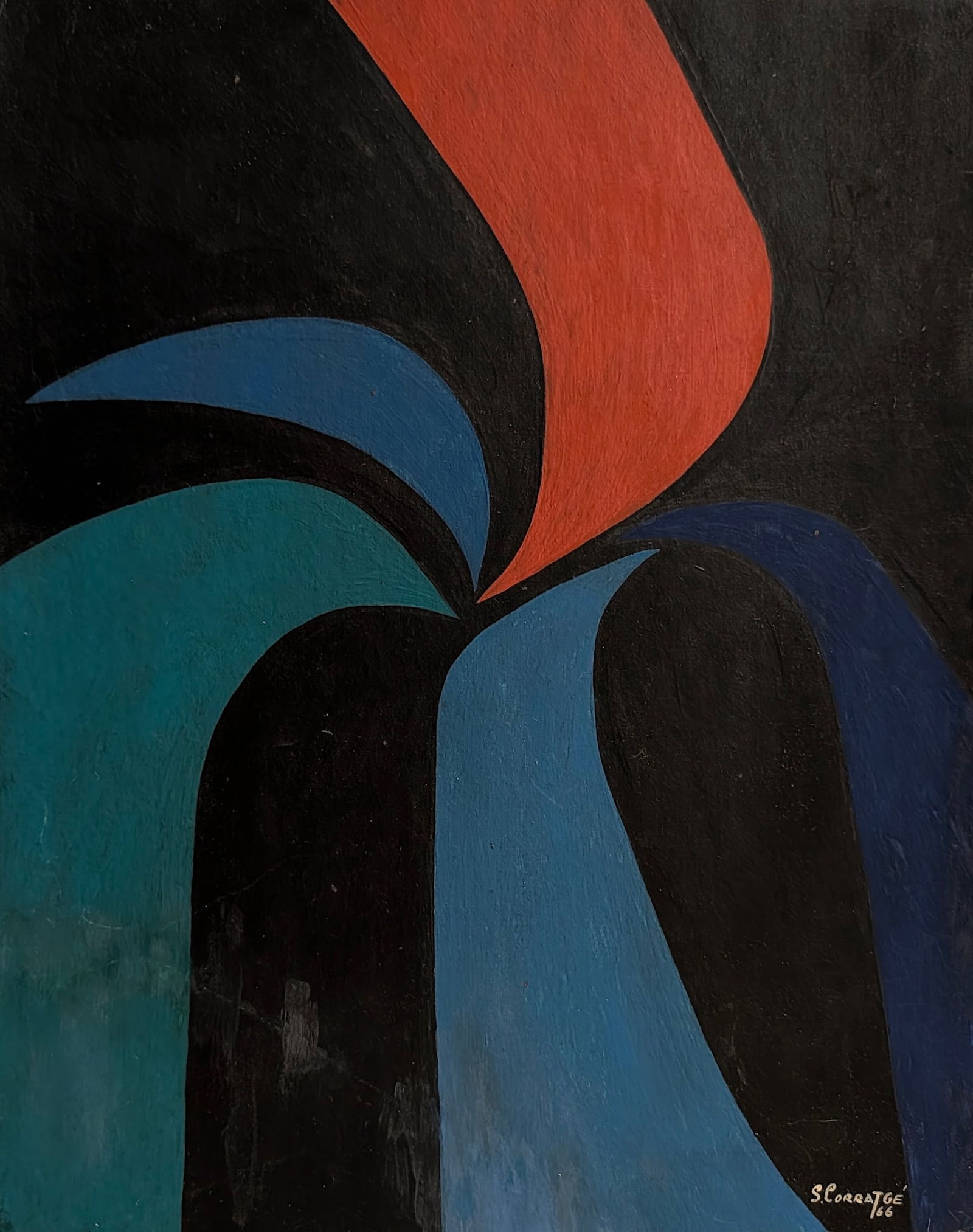 S. CORRATGÉ (After) Oil on Card Abstract Expressionism, 1966 (1 of 5)
