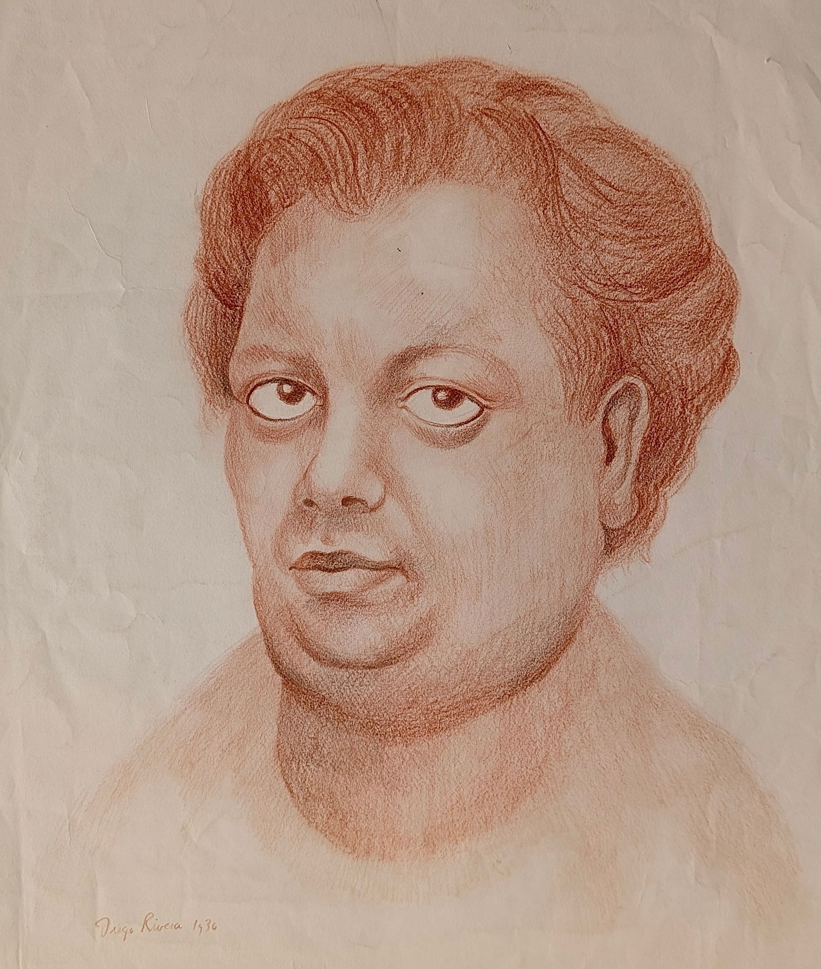 DIEGO RIVERA (1886-1957) (After) Self Portrait Crayon on Paper (1 of 4)