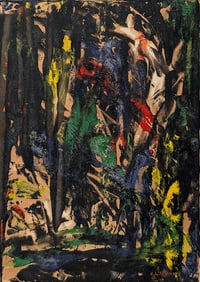 E. KIRCHNER (?) Vintage Abstract Expressionism Oil on Paper