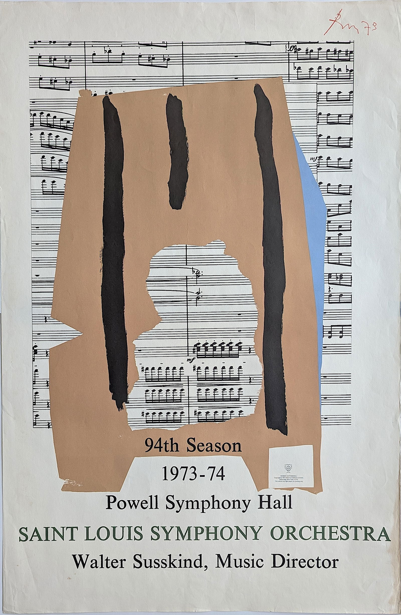 HAND SIGNED Poster ROBERTH MOTHERWELL (1915 - 1991), 1973 (1 of 5)