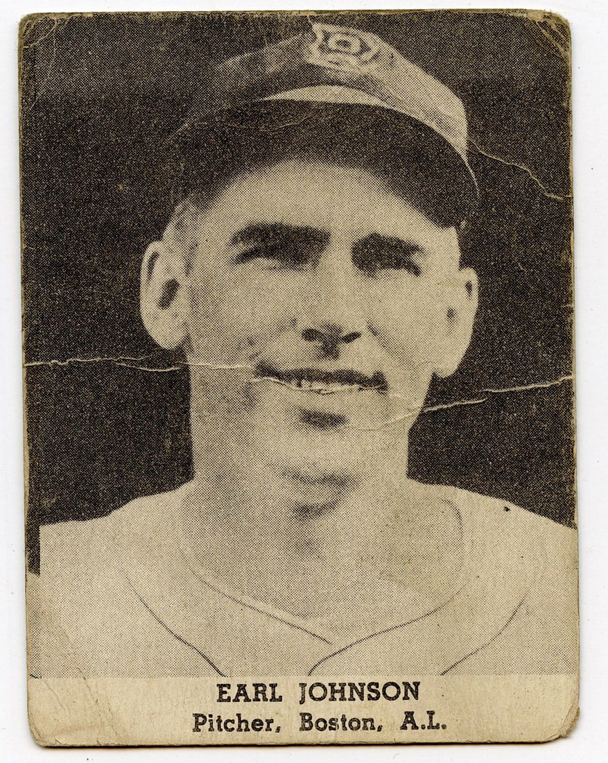 1947 Tip Top Bread Baseball Card featuring pitcher Earl Johnson (1 of 2)