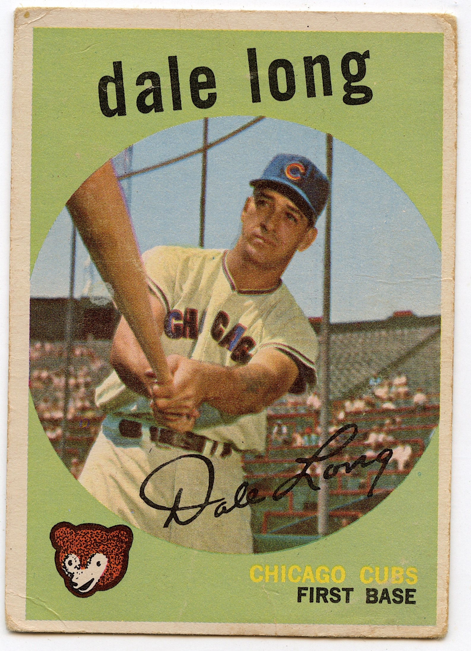 DALE LONG #414 1959 TOPPS BASEBALL: The provenance is from the estate of a deceased collector in South Florida. We have included quality images to show it's actual condition. This lot is located in Boca Raton, Fl and its shipment will b
