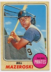 1968 TOPPS BASEBALL CARD #390 BILL MAZEROSKI PITTSBURGH PIRATES HOF ALL-STAR