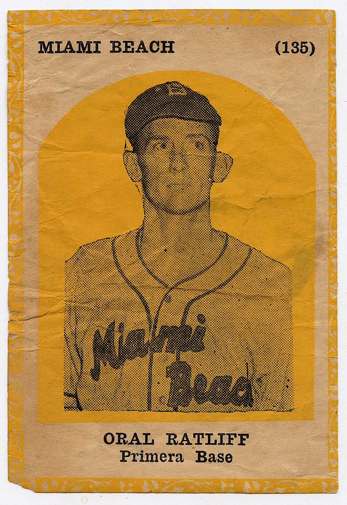 1946-47 Propagandas Montiel Cuban Baseball - #135 Oral Ratliff (1 of 2)