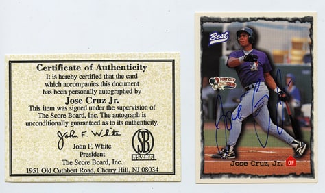 JOSE CRUZ JR. 1997 Best AUTOGRAPH #7 - Port City Roosters