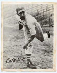 Vintage 1950s Lithograph Baseball CARL HUBBELL Advertising