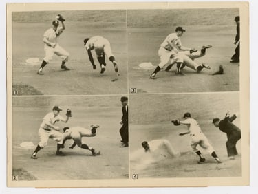 Vintage Scarce 1940s Baseball Action Team Players Photo