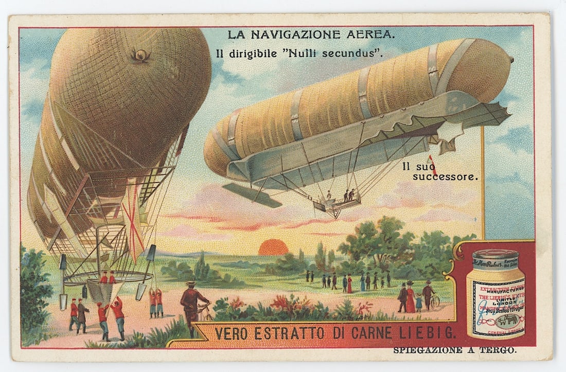 Liebig Meat Extract Airship Italian Trade Card Pioneers Aviation (1 of 2)