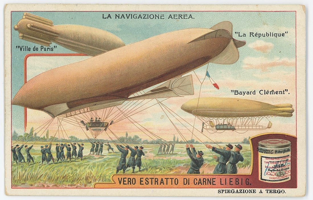 Liebig Meat Extract Airship Italian Trade Card Pioneers Aviation (1 of 2)