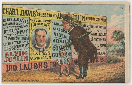 1890s Theatrical Comedy Trade Card Charles Davis as ALVIN JOSLIN