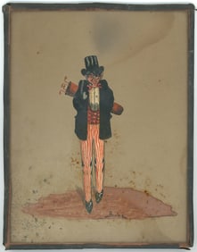 Vintage 1880s Scarce Hand Painted Uncle Sam Playing Golf Signed