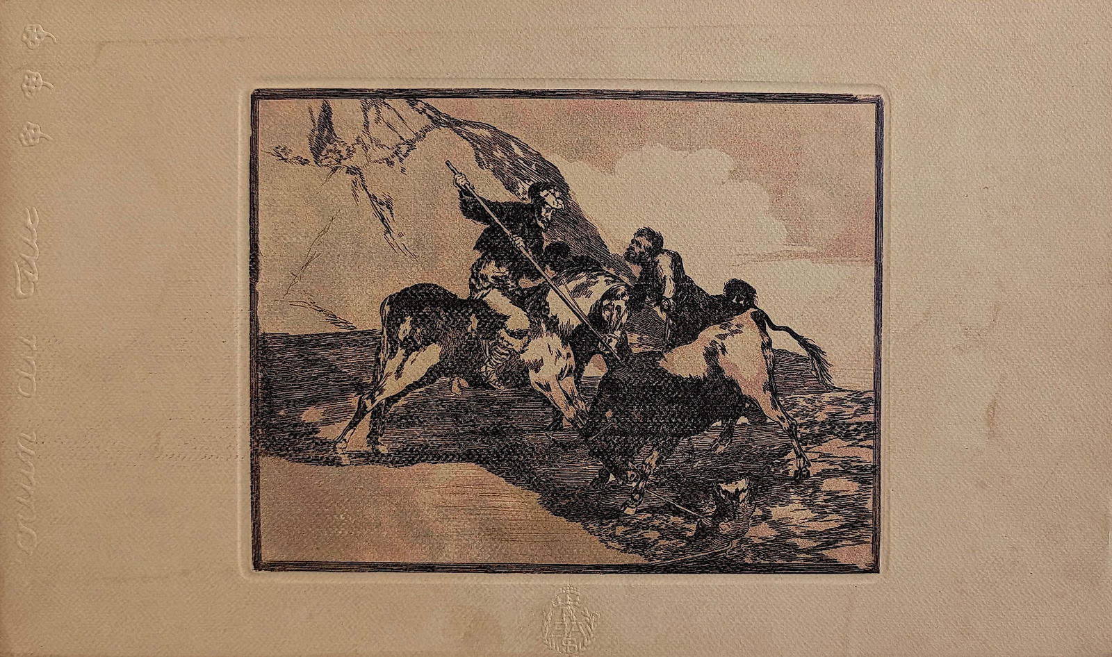 La Tauromaquia by the Spanish Artist Francisco Goya Plate 1 Halftone Screen: La Tauromaquia by the Spanish Artist Francisco Goya Plate 1 Created in 1816. Provenance: from the heirs of a private collector in South America who acquired the work from galleries in Spain during the