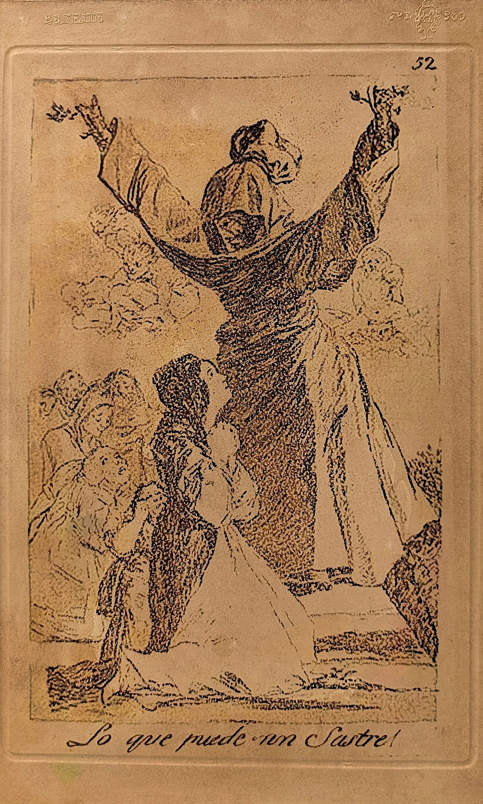 Plate 52 Titled "Lo que puede un Sastre" By Francisco Goya Serie Los Caprichos: Plate 52 Titled "Lo que puede un Sastre" By Francisco Goya Serie Los Caprichos created in 1799. Provenance: from the heirs of a private collector in South America who acquired the work from galleries