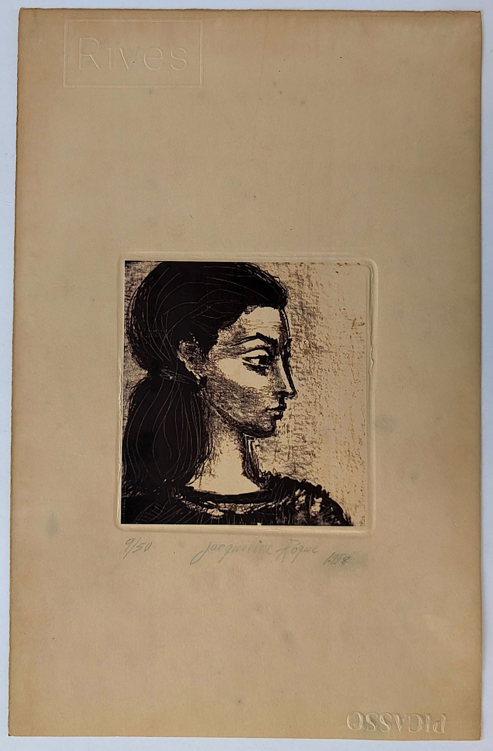 PABLO PICASSO - Femme au Corsage a Fleurs Vintage Lithograph 9/50: PABLO PICASSO - Detail of Femme au Corsage a Fleurs (Jacqueline Roque), 1958. Provenance: from the heirs of a private collector in South America who acquired the work from galleries in Spain during th