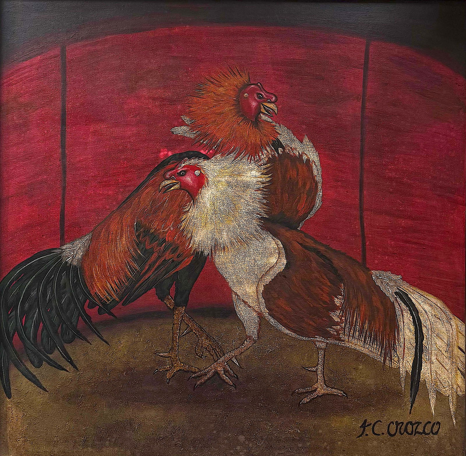 Oil on Canvas JOSE CLEMENTE OROZCO, Signed / Sealed, 1932: ABOUT PROVENANCE AND ATTRIBUTION: This item originates from the estate of a prominent South American collector active throughout the 20th century. NOT: The Brochure "OROZCO EXPLAINS" from the Museum o