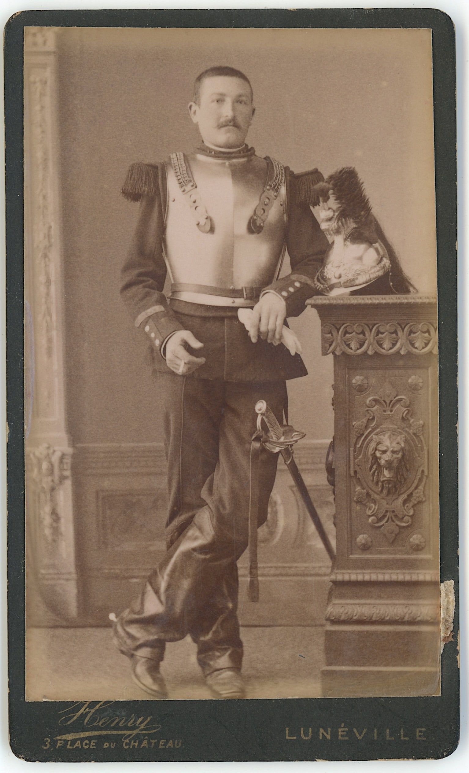 Vintage Real Scarce Photo French Cuirassier Military: The provenance is from the estate of a deceased collector in South Florida.The dimensions are Approx. 4" x 2.5". We have included quality images to show it's actual condition. This lot is located in B