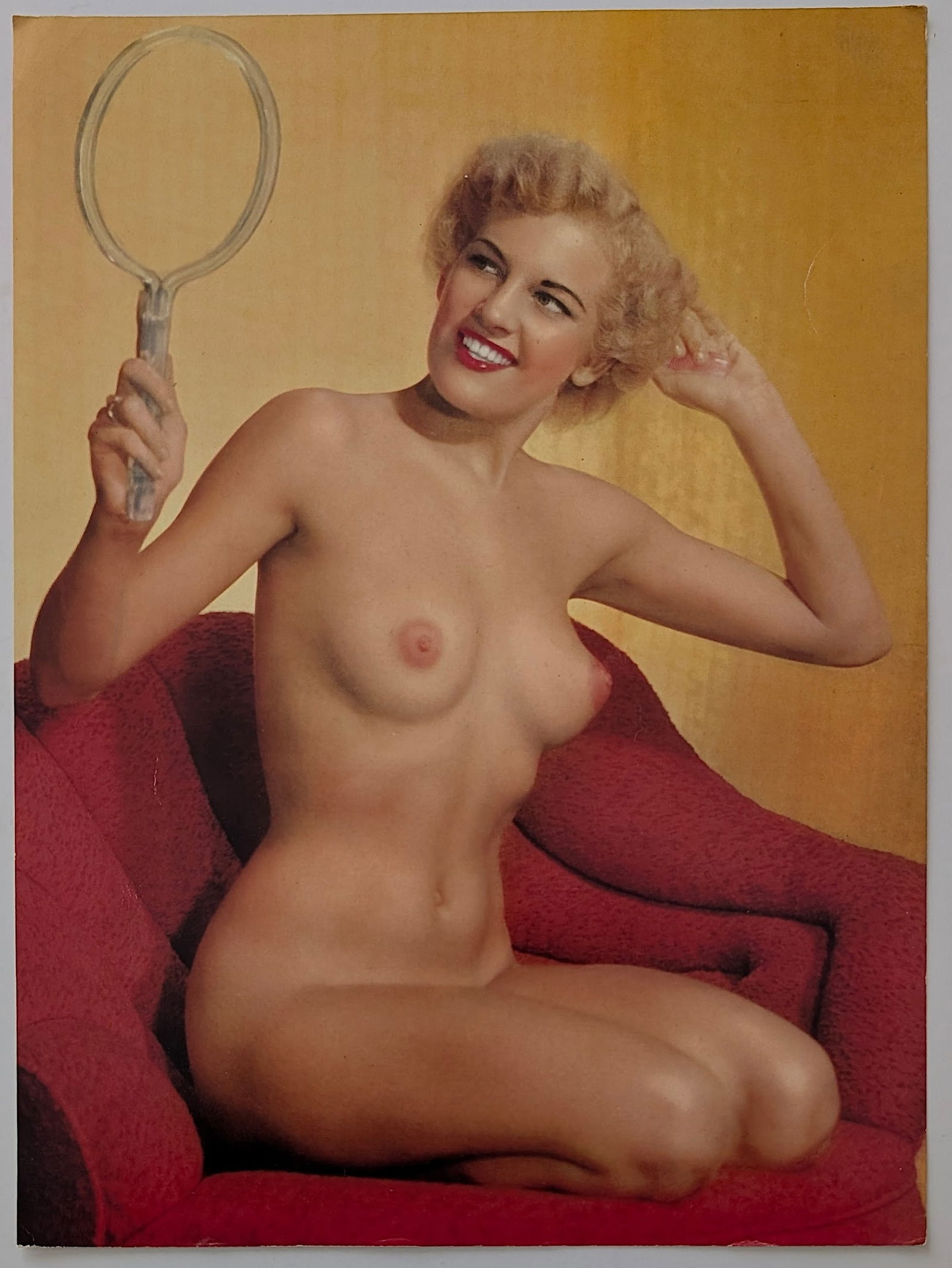 Vintage 1950s PinUp Nude Woman Litho Advertisng: This lot is coming from the estate of a collector in RI. We have included a quality scan to show it's actual condition.The dimensions are Approx. 11" x 8". This lot is located in Boca Raton, Fl and it