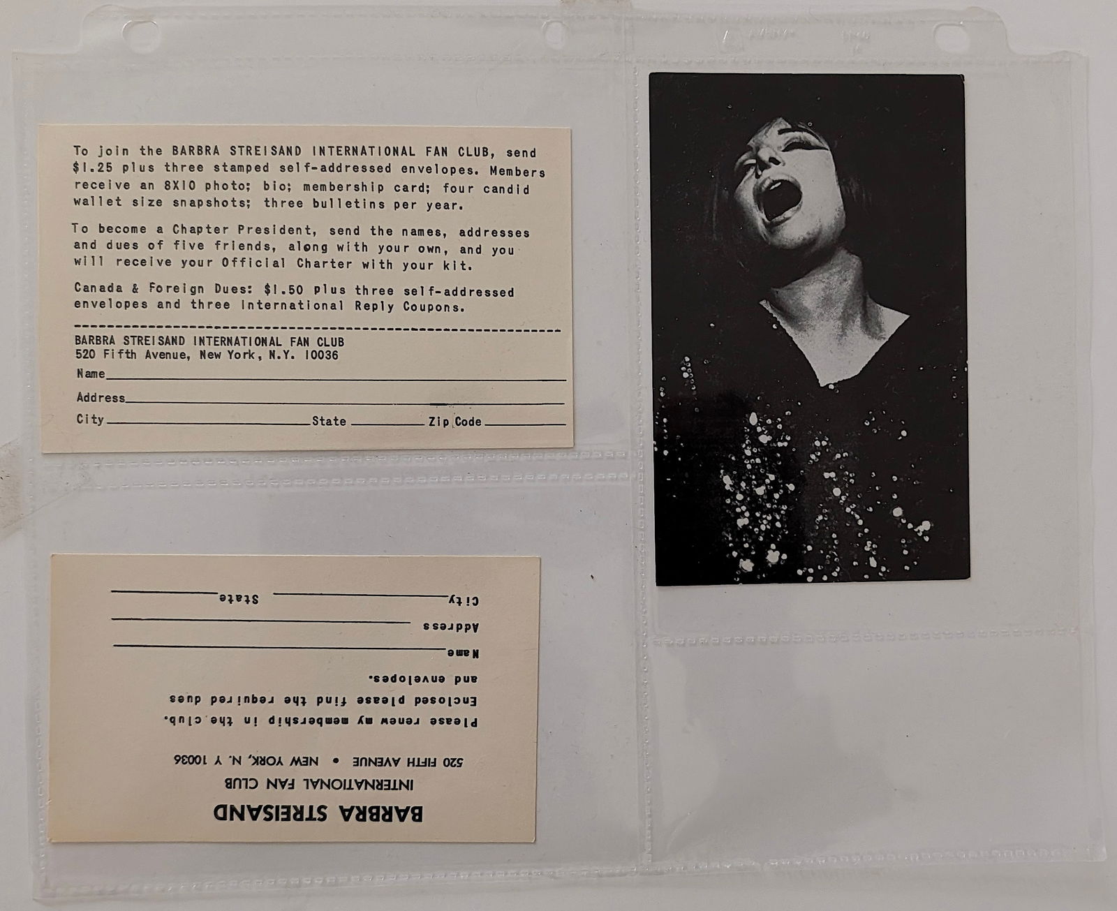 Vintage Ephemera BARBRA STREISAND International Fan Club (1 of 2)