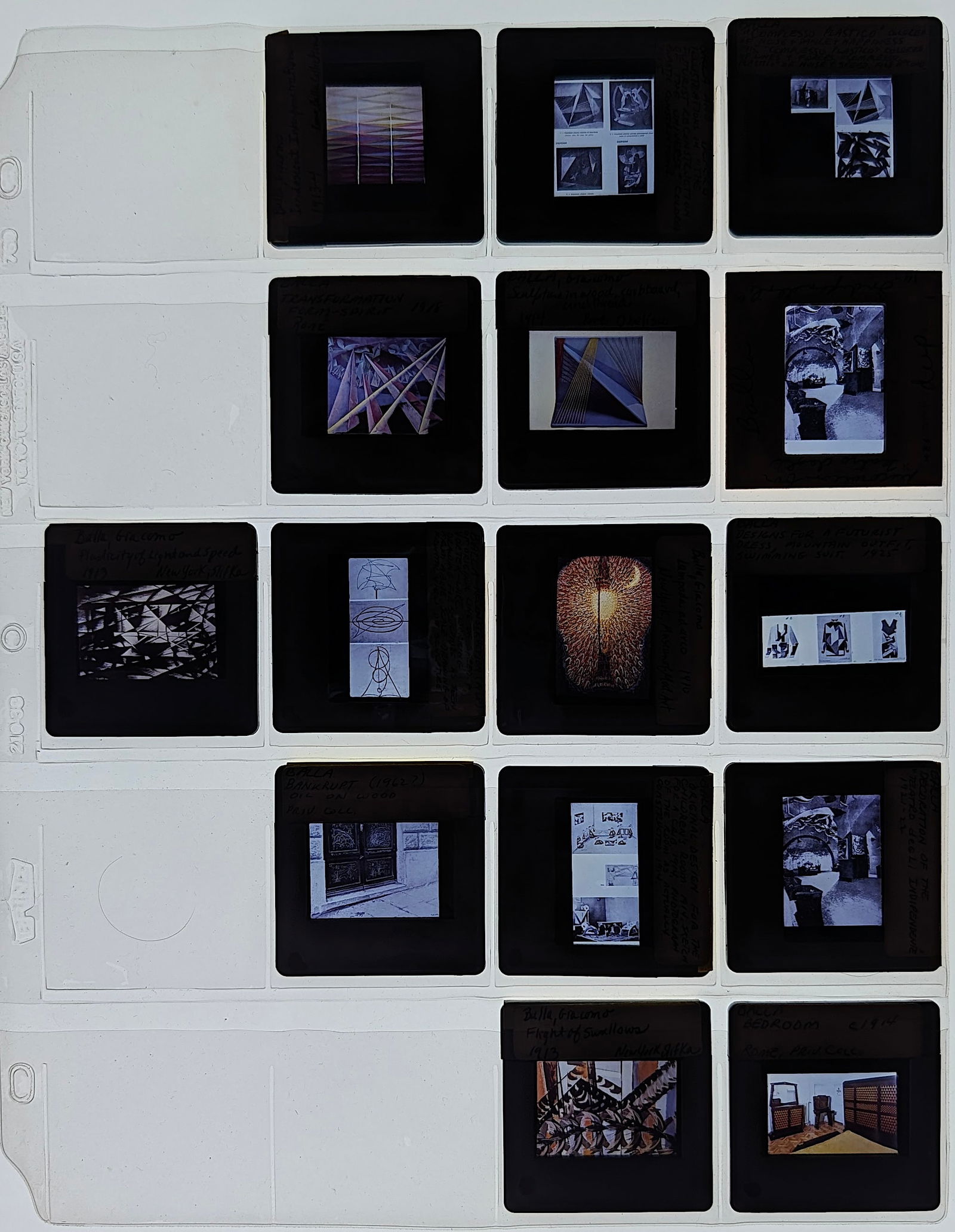 GIACOMO BALLA Unique Museal Set of Original 20th C. 35mm Art Slides: From the estate of Mr. Ira Licht (1938–2023) — a distinguished art historian, curator, and museum director. Mr. Licht was educated at Columbia College, where he studied art history. He later serve
