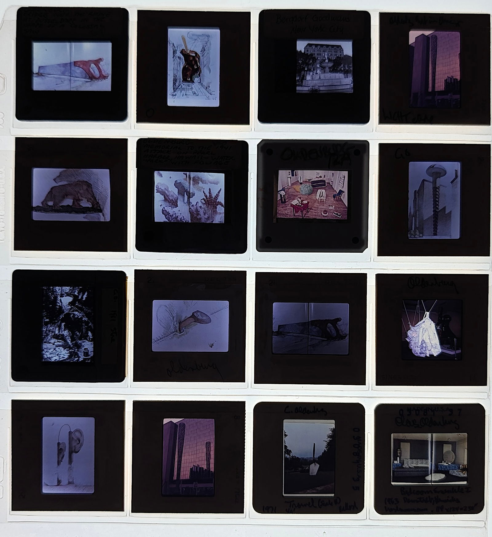 OLDENBURG Unique Museal Set of Original 20th C. 35mm Art Slides: From the estate of Mr. Ira Licht (1938–2023) — a distinguished art historian, curator, and museum director. Mr. Licht was educated at Columbia College, where he studied art history. He later serve