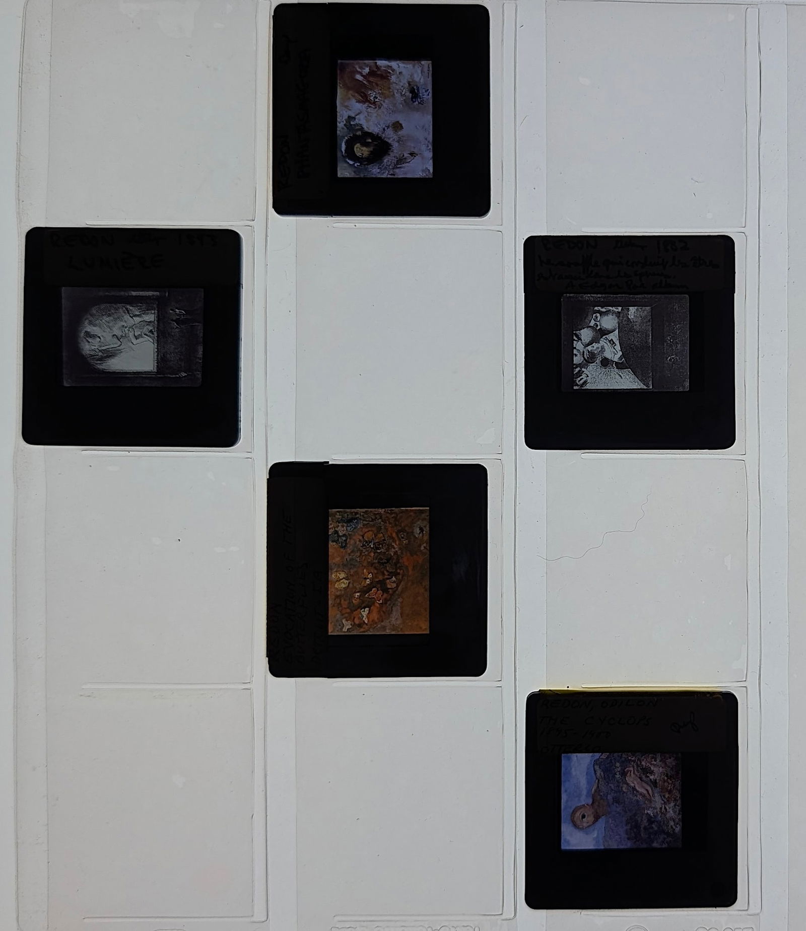 REDON Unique Museal Set of Original 20th C. 35mm Art Slides: From the estate of Mr. Ira Licht (1938–2023) — a distinguished art historian, curator, and museum director. Mr. Licht was educated at Columbia College, where he studied art history. He later serve