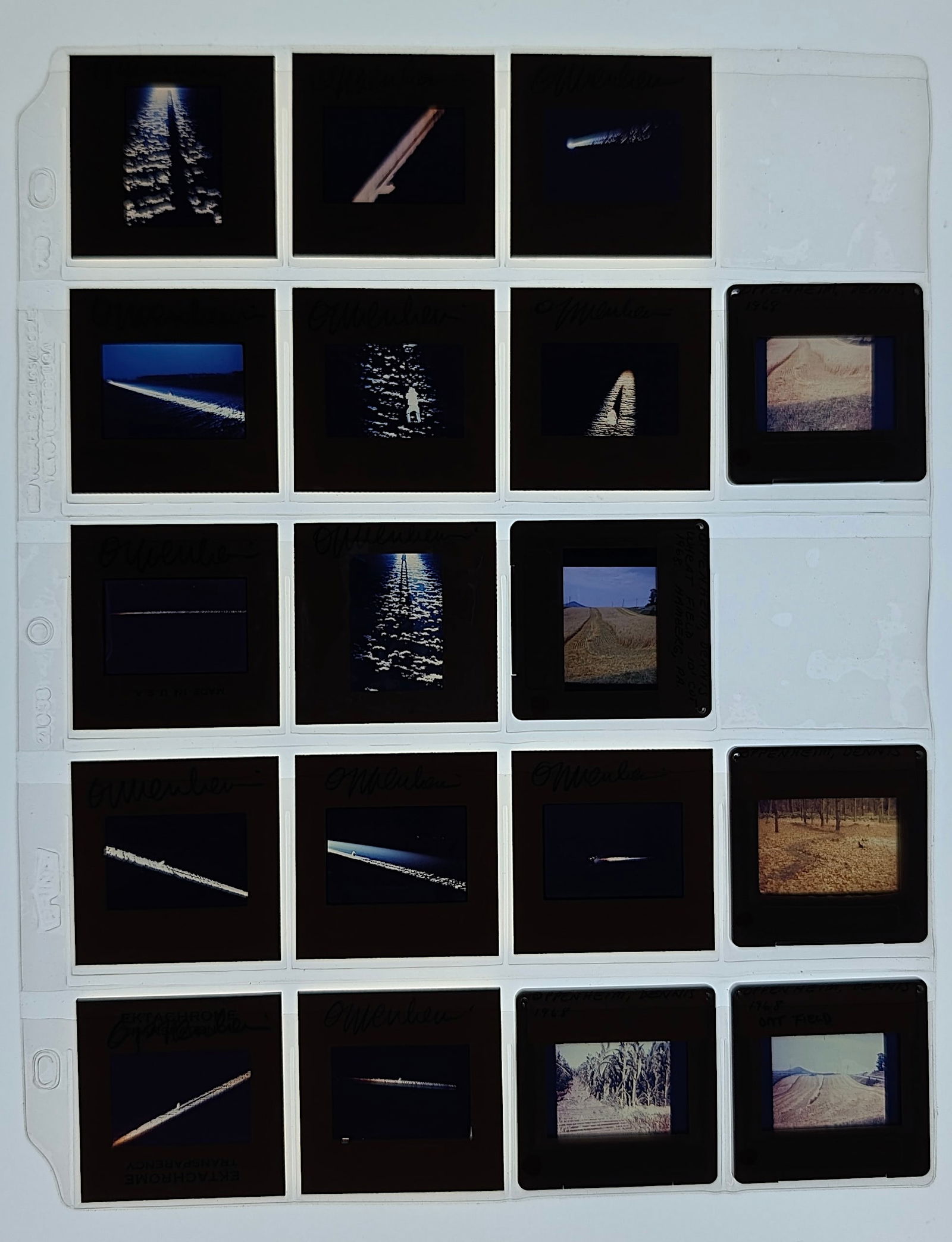 DENNIS OPPENHEIM Unique Museal Set of Original 20th C. 35mm Art Slides: From the estate of Mr. Ira Licht (1938–2023) — a distinguished art historian, curator, and museum director. Mr. Licht was educated at Columbia College, where he studied art history. He later serve