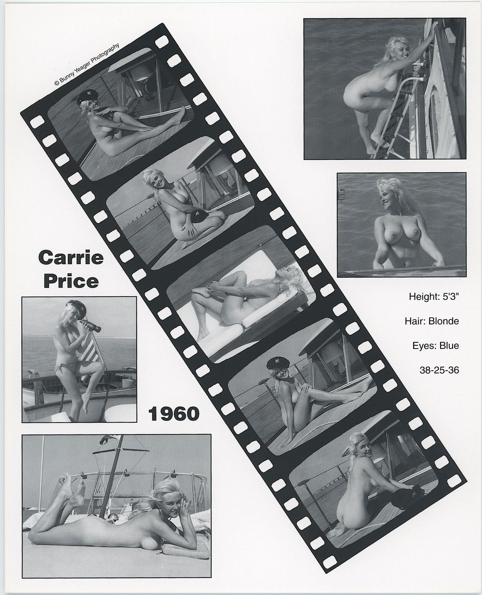 BUNNY YEAGER Vintage Pin Up Litho Model CARRIE PRICE: This lot is consigned by a collector in RI. The provenance is from Bunny Yeager's estate/archives. Linnea Eleanor "Bunny" Yeager (March 13, 1929 - May 24, 2014) was an American photographer and pin-up