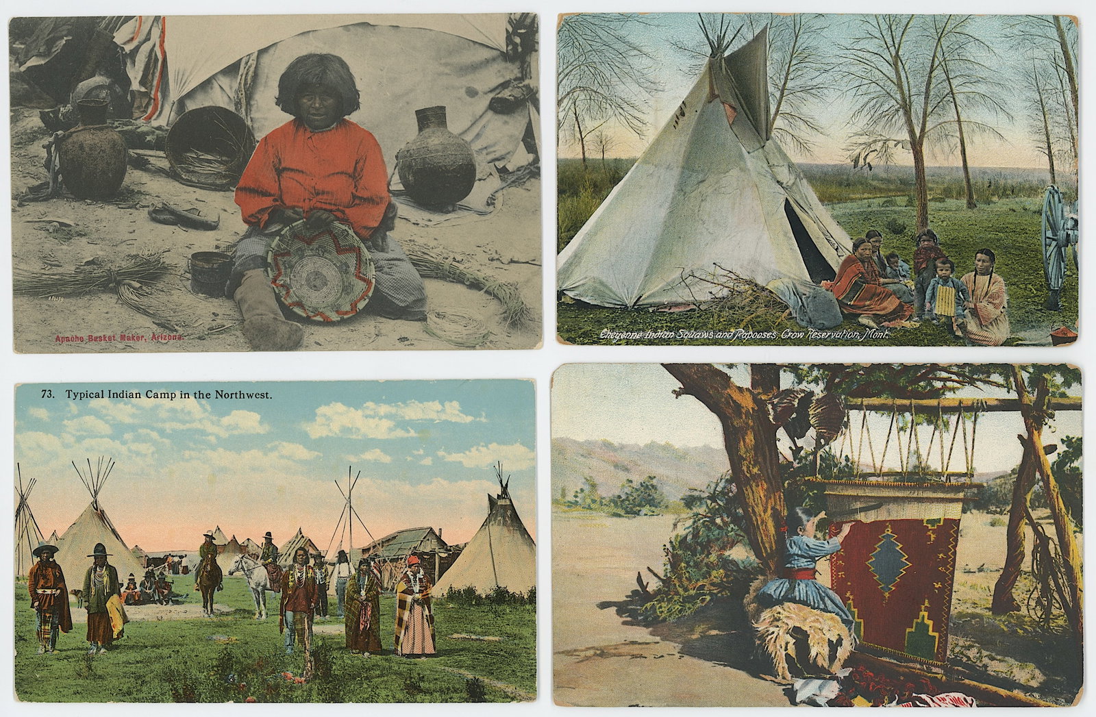 Vintage Group 4 Scarce Original Postcards American Indians Natives (1 of 2)