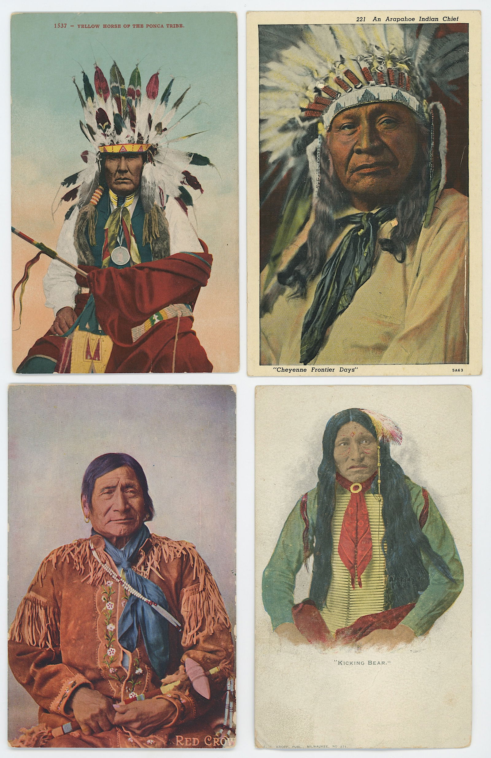 Vintage Group 4 Scarce Original Postcards American Indians Natives (1 of 2)