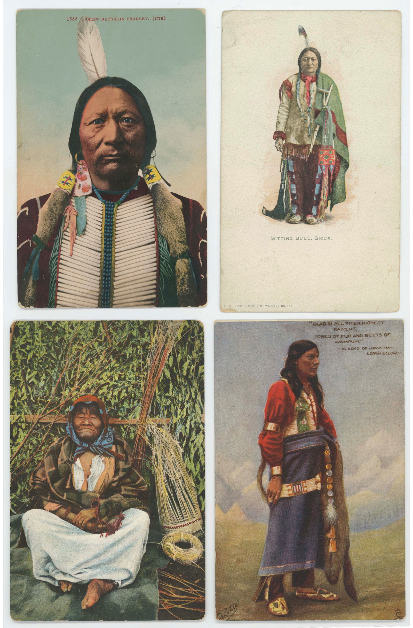 Vintage Group 4 Scarce Original Postcards American Indians Natives (1 of 2)