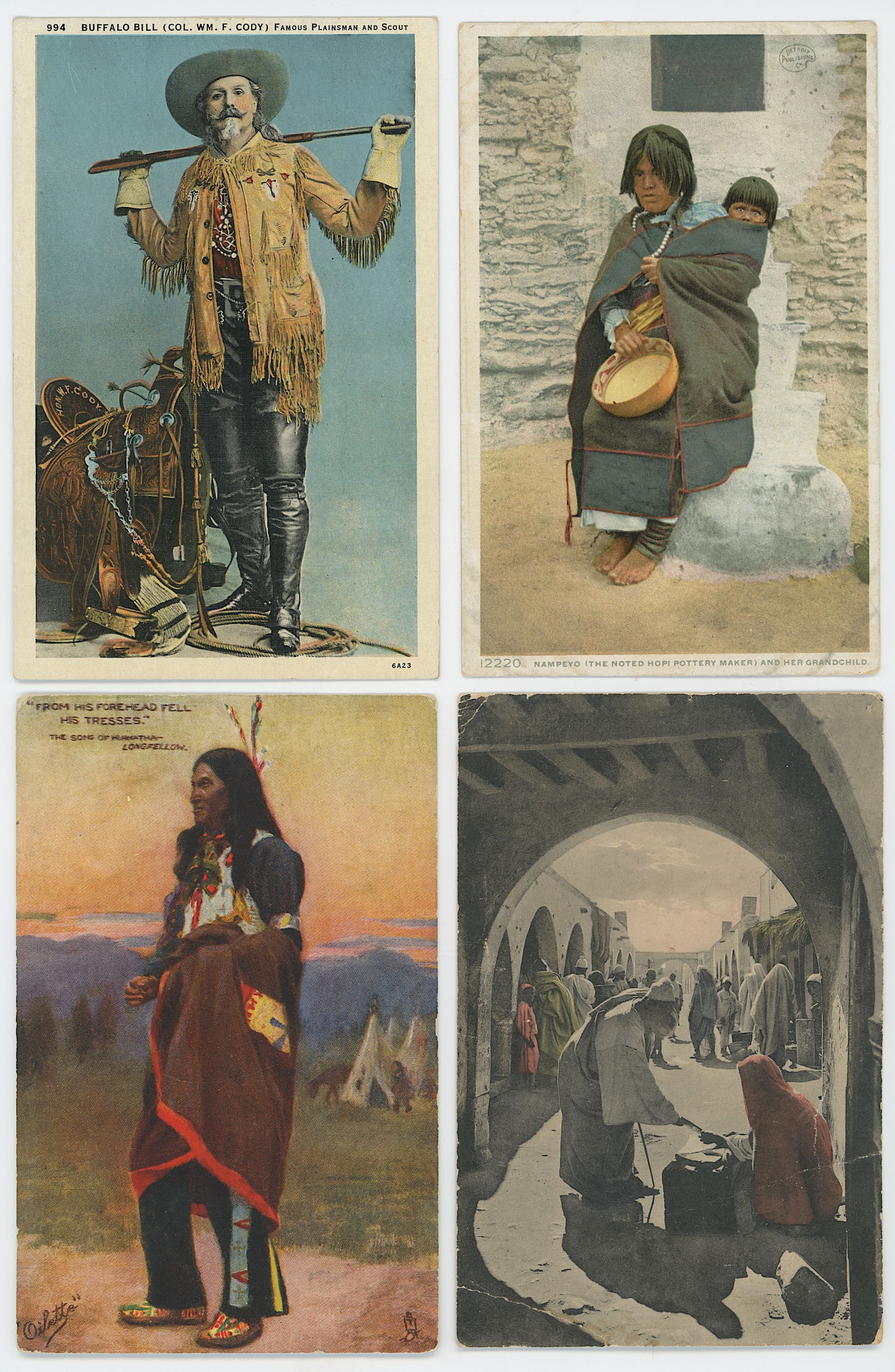 Vintage Group 4 Scarce Original Postcards American Indians Natives (1 of 2)