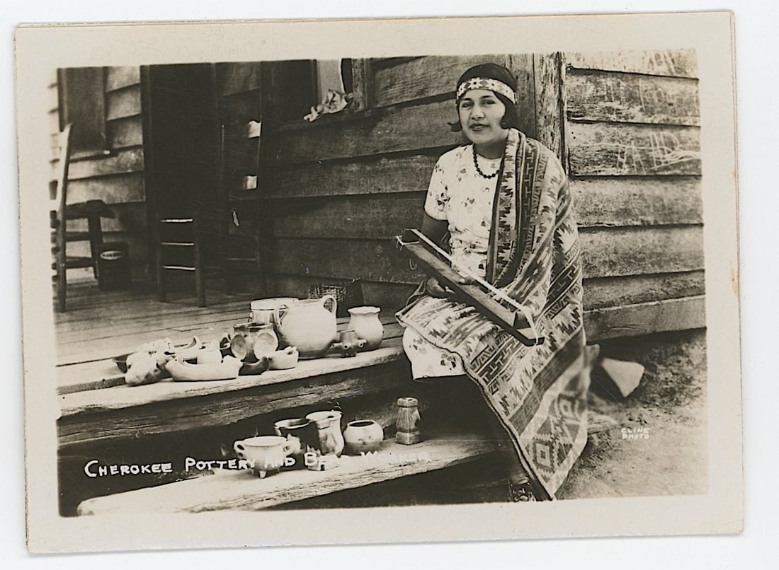 Vintage VELOX Photo Native American Cherokee by CLINE (1 of 2)