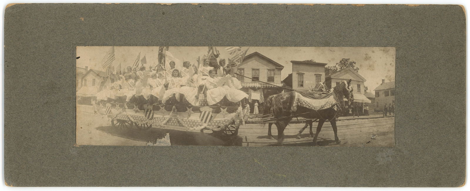 Vintage Rare Cabinet Photo American Celebration Parade: The provenance is from a deceased collector in West Palm Beach, FL. The dimensions are Approx. 4" x 10". We have included quality images to show it's actual condition. This lot is located in Boca Rato