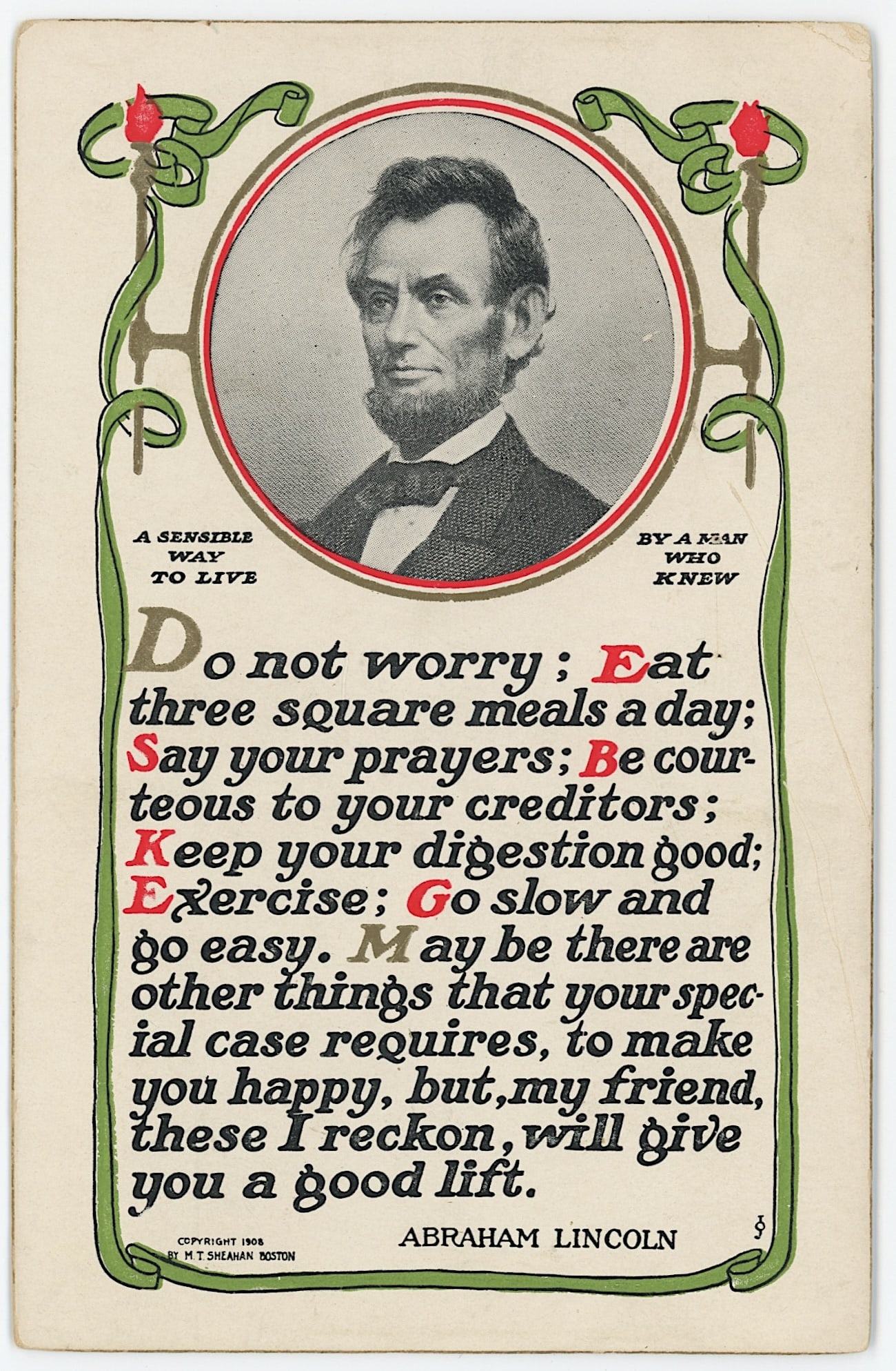 Vintage Original Postcard ABRAHAM LINCOLN: The provenance is from a deceased collector in South Florida We have included quality images to show it's actual condition. The dimensions of a vintage postcard are Approx. 5.5"x 3.5" (small variances