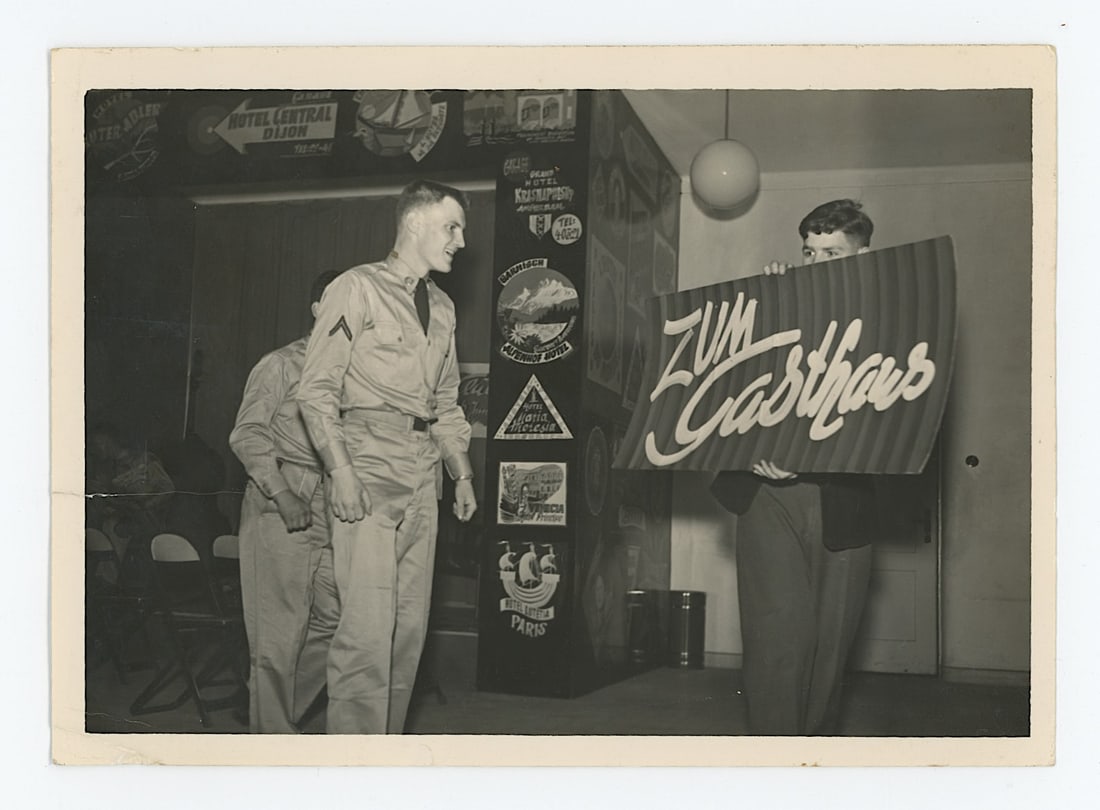 Vintage Rare Photo American Military Visiting Travel Agency (1 of 2)