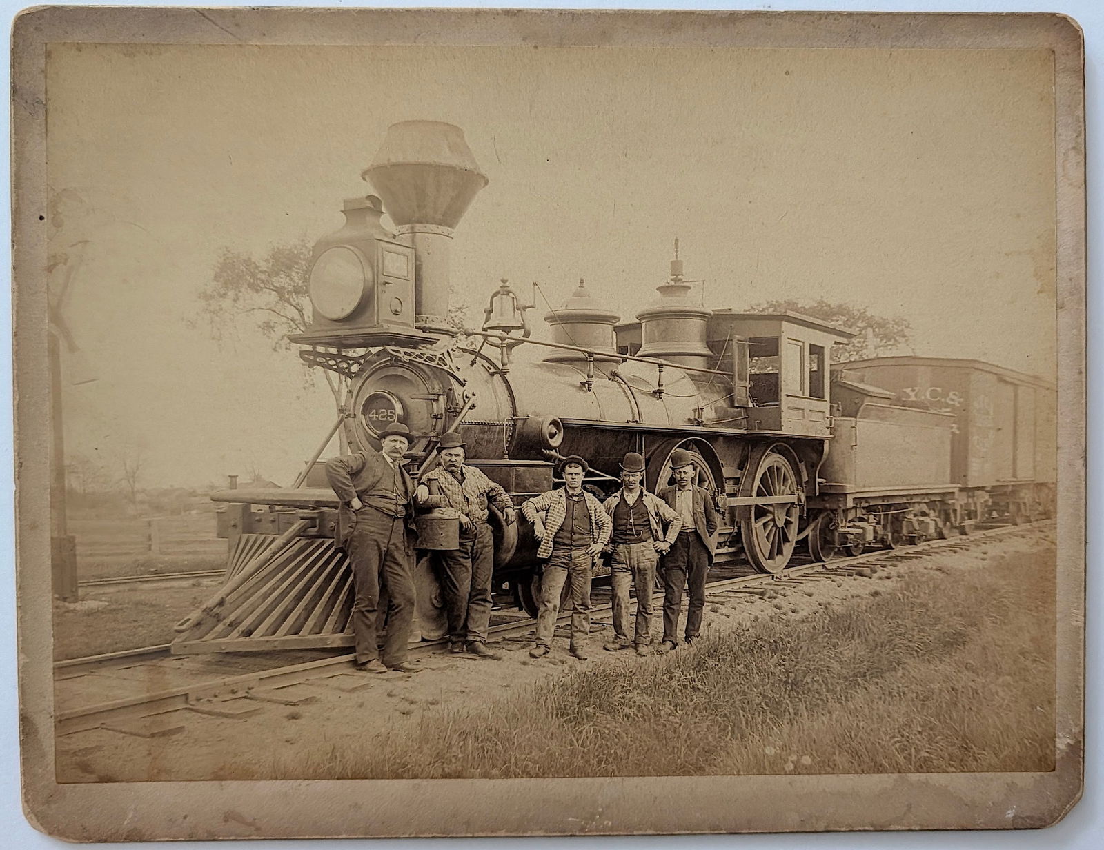 Vintage Original Scarce Cabinet Photo Old Time Trains (1 of 2)