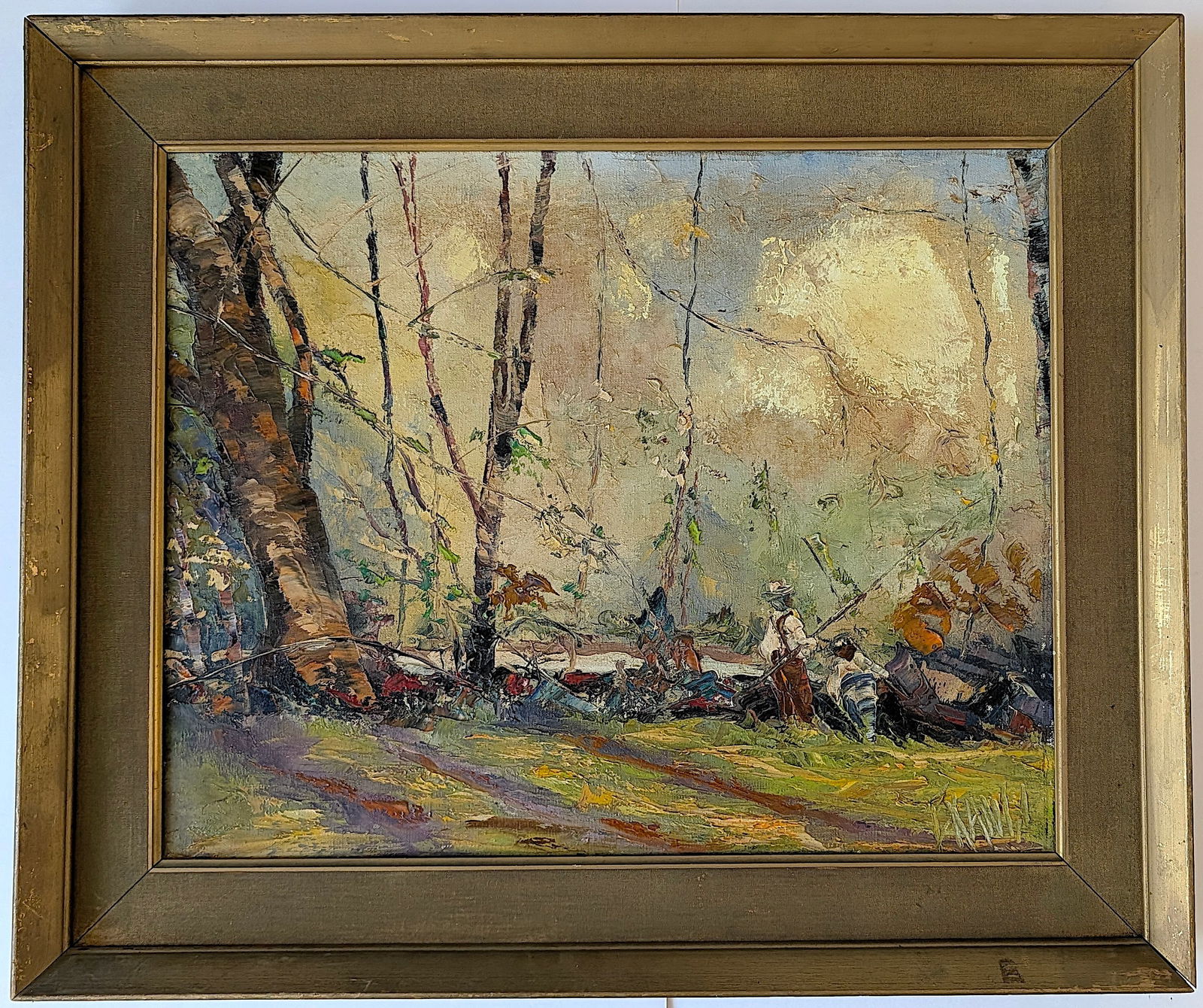 FRANCI ANDERSON Original Oil on Canvas Floridan View with Fishermen (1 of 5)