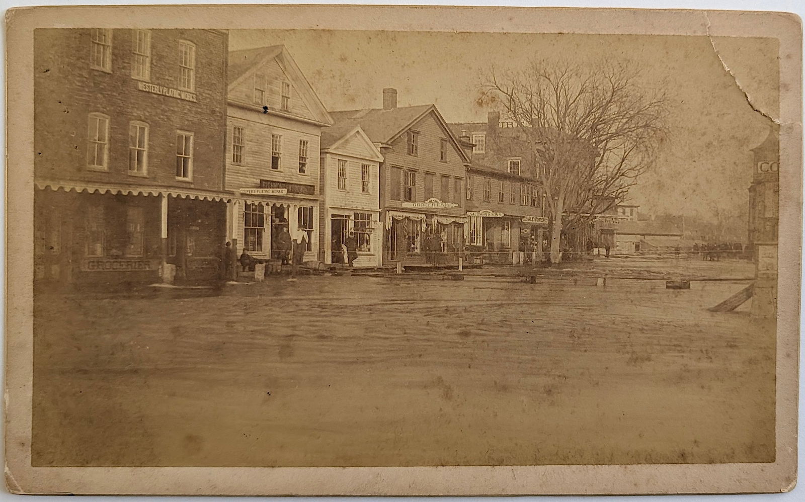 Vintage Cabinet Photo Flood in Commercial Avenue in TX, 1900 (1 of 2)
