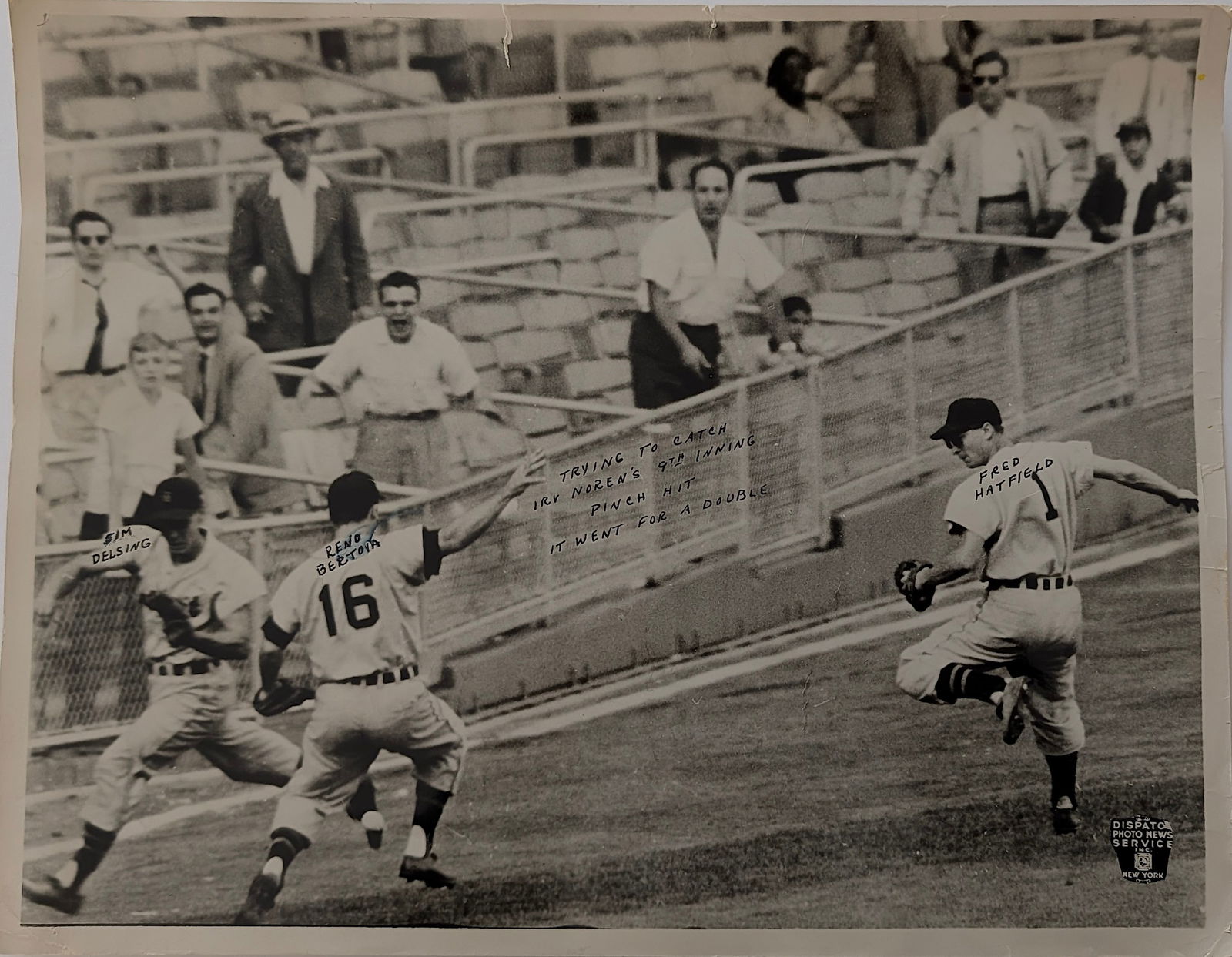 Vintage Photograph Baseball Action Hatfield, Delsing,Bertoia (1 of 3)