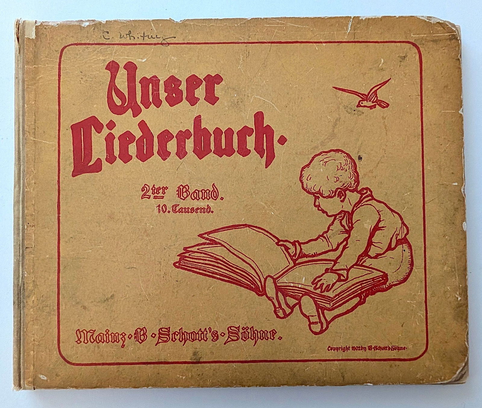 Antique German Children's Songbook - Unser Liederbuch, 1902: The provenance is from the estate of a WW2 Veteran. It is in used condition. Please watch the included images to show it's actual condition. This lot is located in Boca Raton, Fl and its shipment will