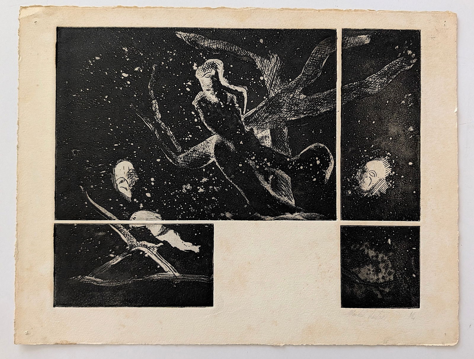 Vintage Art Print Surrealism Composition SERGIO SUAREZ, 1/4: This lot is coming from the estate of a deceased collector in Miami. We have included a quality scan to show it's actual condition. The dimensions are Approx. 11.75" x 15.5". This lot is located in