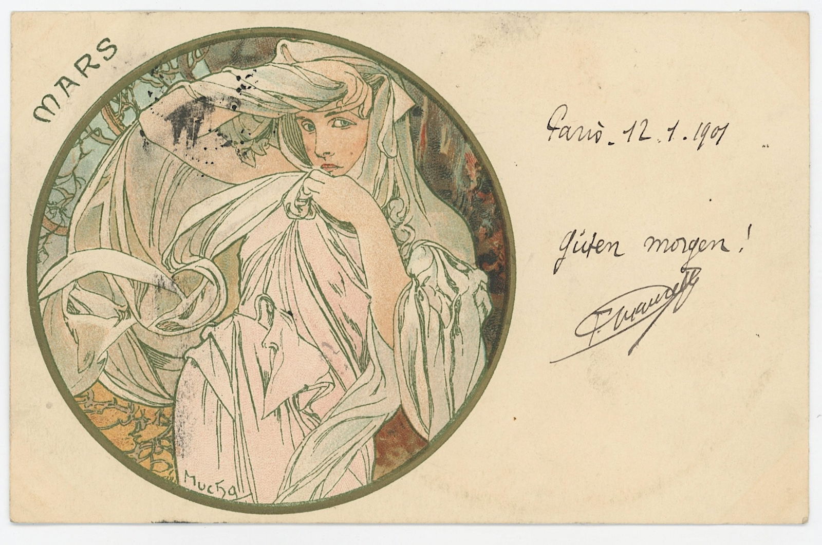 Vintage Rare Selected Ephemera Collectors Opportunity MUCHA: The provenance of this item is the forgotten (for many years) inventories of Artelisted. Most of these findings are vintage postcards and/or tradecards. The regular size of a postcard/tradecard is app