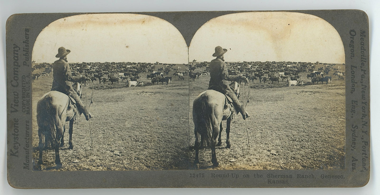Antique Real Photo Original Stereoview SHERMAN RANCH, KANSAS: This stereoviews is original from the epoch . The stereoviews we are offering come mainly from collectors in the U.S.A. and constitute wonderful testimonies of past time that tend to be unique. They h