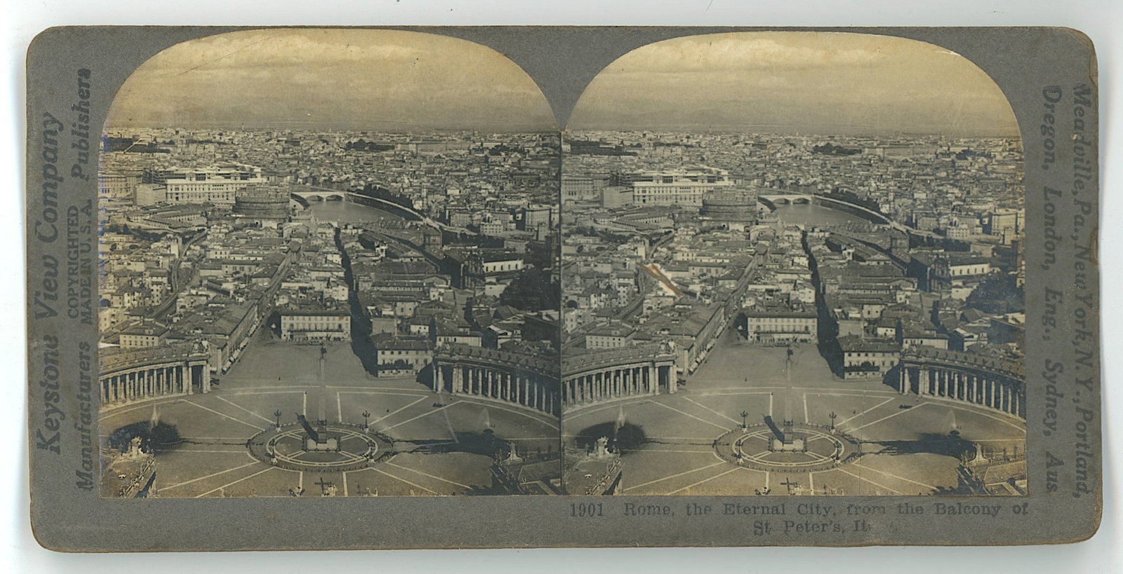 Antique Real Photo Original Stereoview ROME, THE ETERNAL CITY (1 of 2)