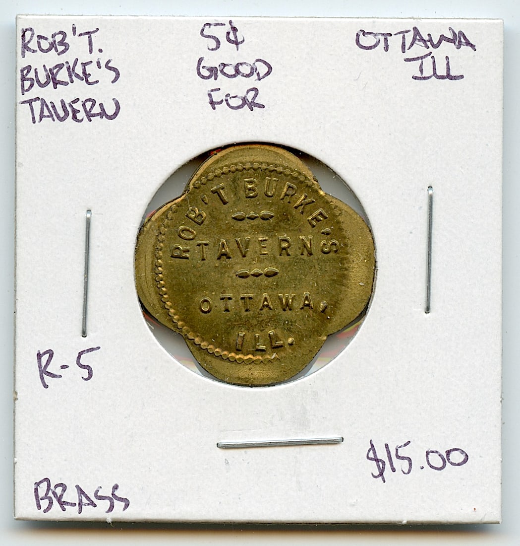 Rare Vintage Scarce Medal / Coin Collectors Rob't Burker's Tavern, ILL (1 of 2)
