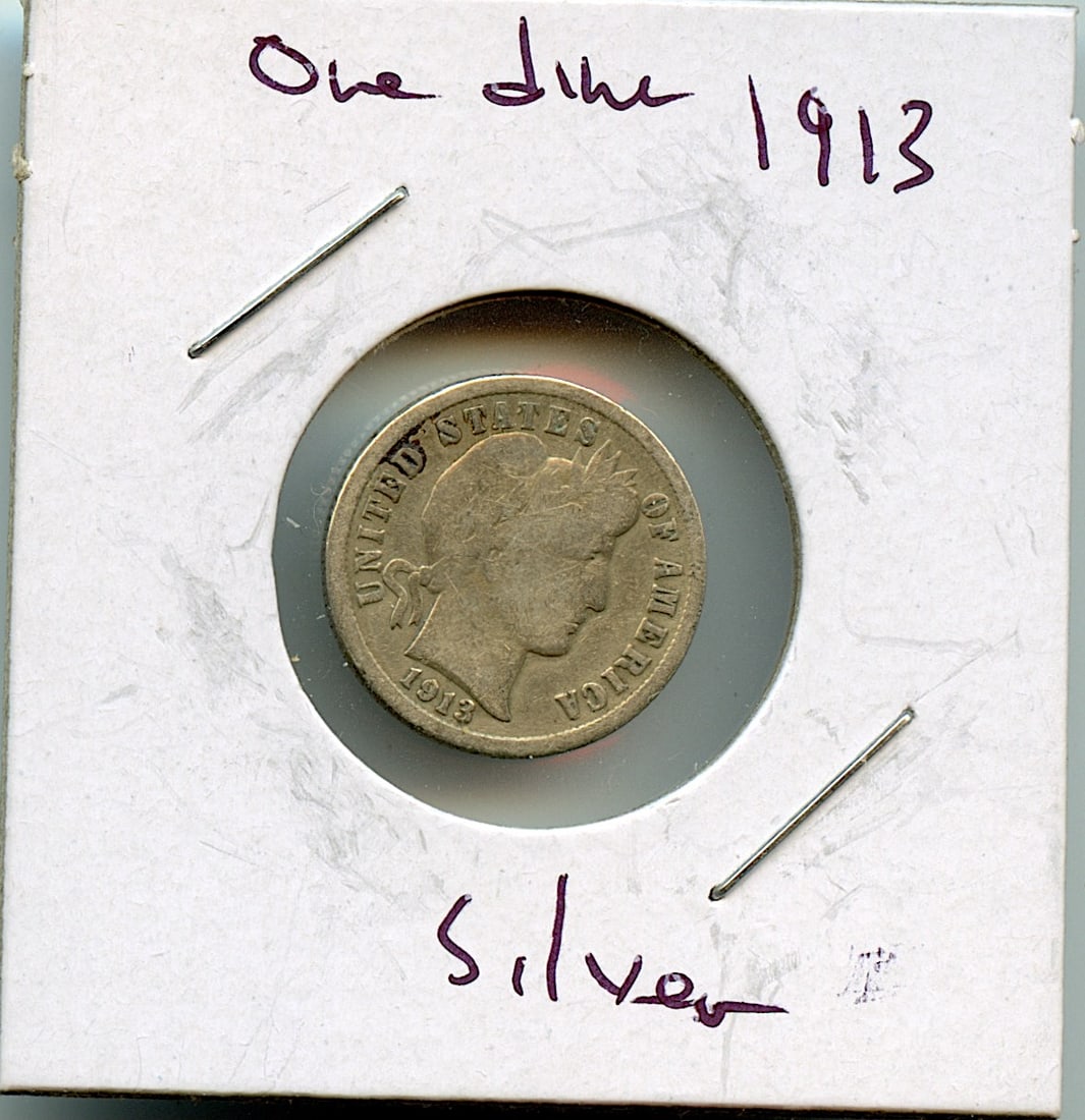 1913 US Coin Barber Dime Silver (1 of 2)