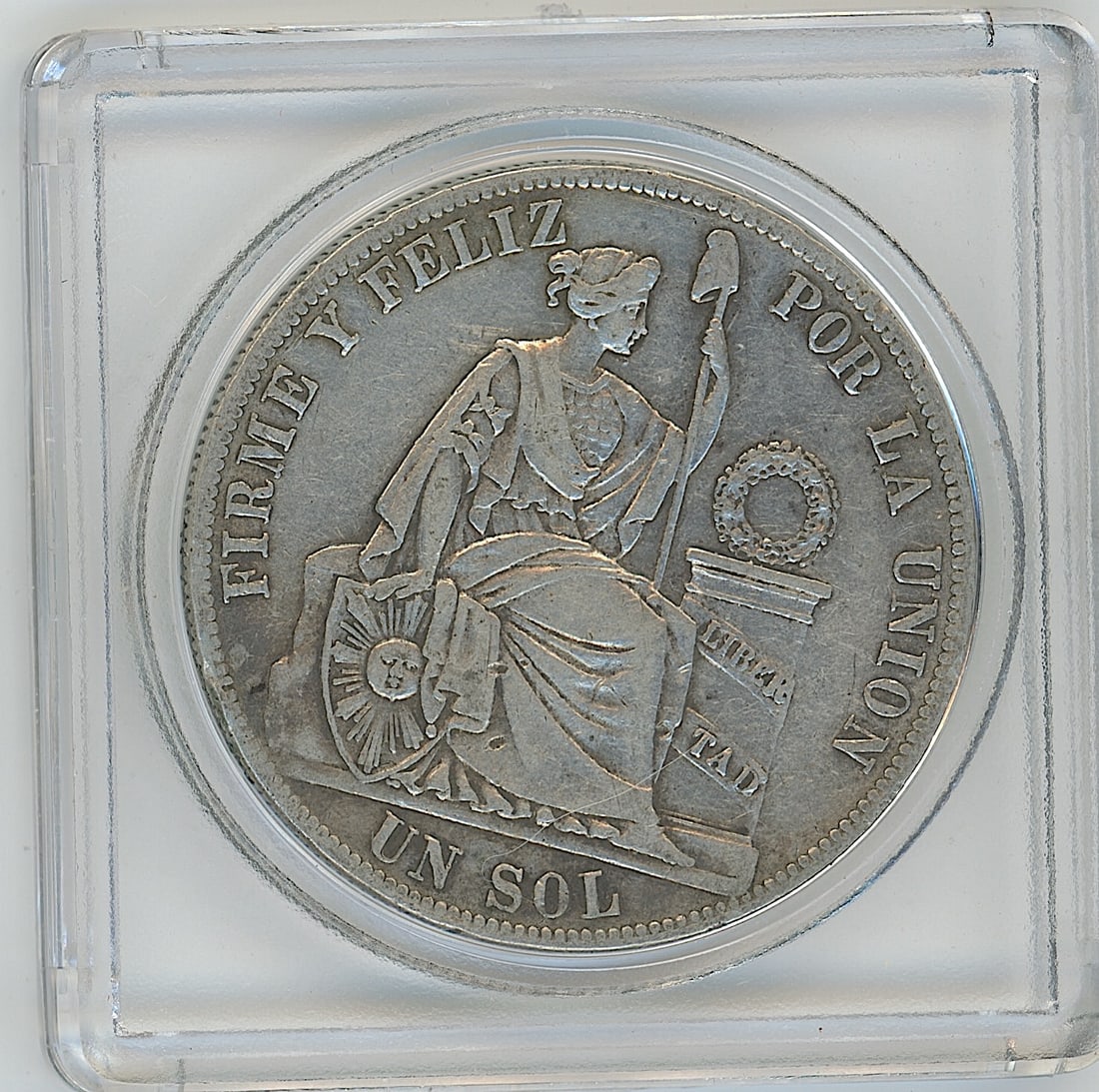 1884 Republica Peruana Un Sol Silver Coin: Provenance from the estate of a deceased collector in South Florida. We have included many images to show it's actual condition. This lot is located in Boca Raton, Fl and its shipment will be made dir